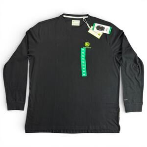 John Deere Men’s XL Black Long Sleeve T-Shirt Embroidered Logo NWT